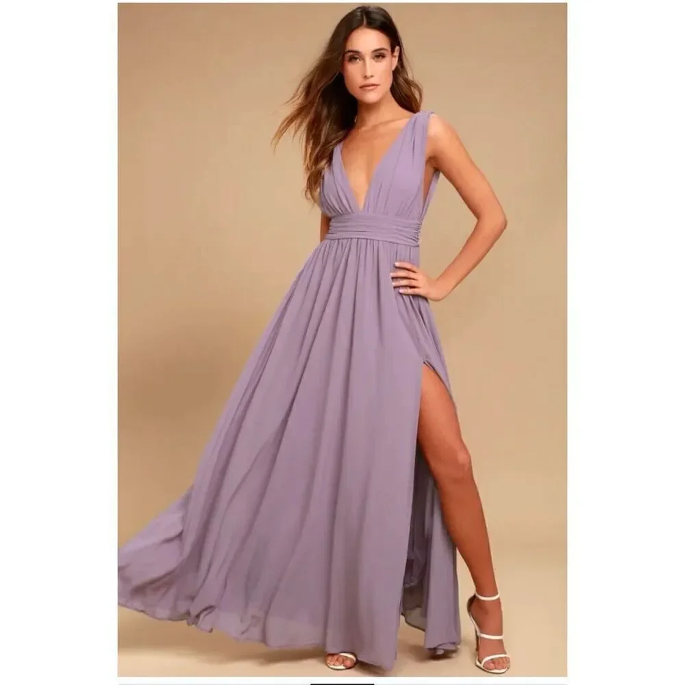 LULUS| heavenly hues maxi dress dusty purpleS